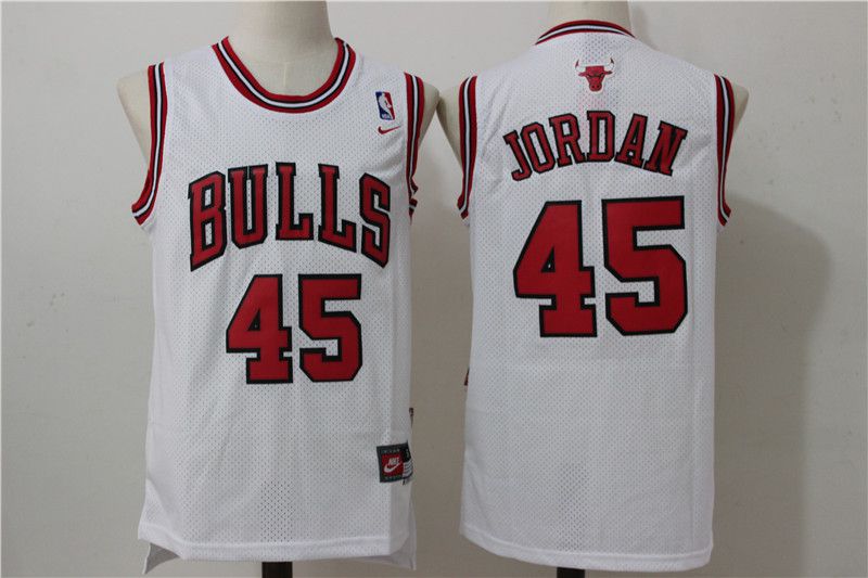 Men Chicago Bulls #45 Jordan White Throwback NBA Jerseys